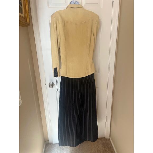 Desert Diva by Sherry Holt 2-Piece Corduroy Blazer & Pinstripe Skirt Set - Picture 4 of 10